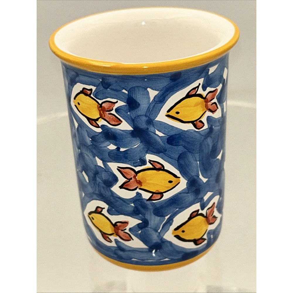 Rare Vintage Donacer Portugal Hand painted Swimming Fish Cup  #453